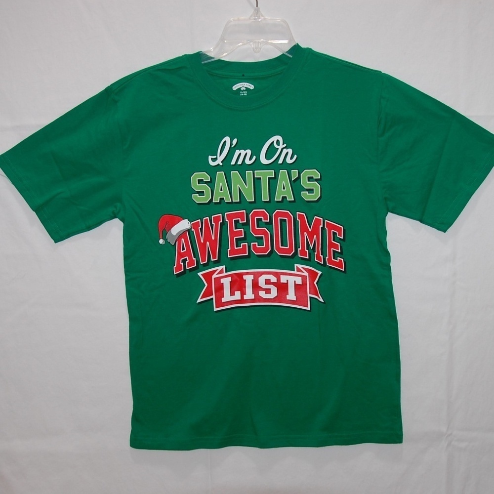 CHRISTMAS Shirt Kids Size XL Short Sleeve Green Unisex NWOT